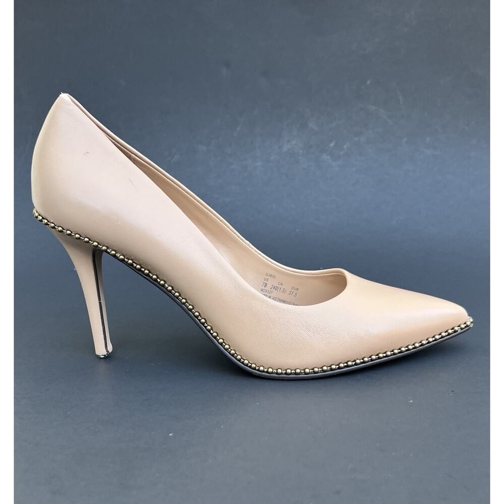 COACH Samantha Leather Pointed Pumps Beige Women's Size 7 US